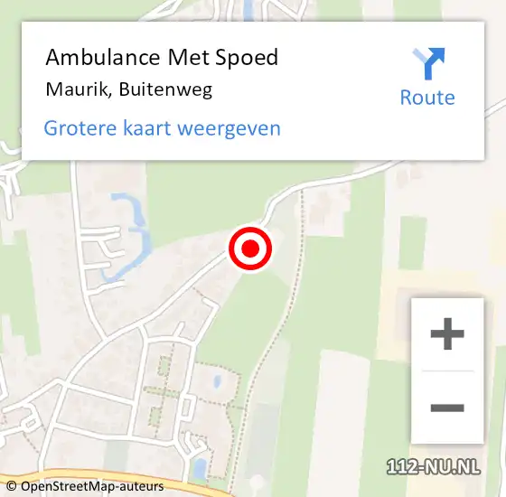 Locatie op kaart van de 112 melding: Ambulance Met Spoed Naar Maurik, Buitenweg op 21 januari 2017 19:25