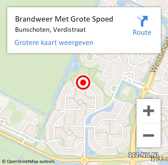 Locatie op kaart van de 112 melding: Brandweer Met Grote Spoed Naar Bunschoten, Verdistraat op 21 januari 2017 19:46