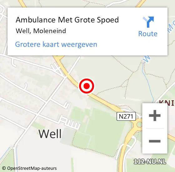 Locatie op kaart van de 112 melding: Ambulance Met Grote Spoed Naar Well, Moleneind op 21 januari 2017 21:04