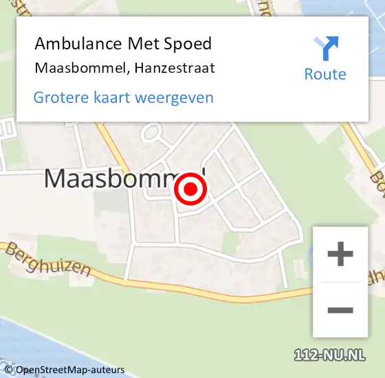 Locatie op kaart van de 112 melding: Ambulance Met Spoed Naar Maasbommel, Hanzestraat op 21 januari 2017 21:09