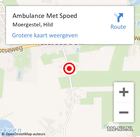 Locatie op kaart van de 112 melding: Ambulance Met Spoed Naar Moergestel, Hild op 21 januari 2017 21:52