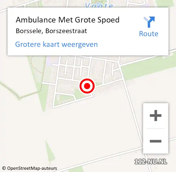 Locatie op kaart van de 112 melding: Ambulance Met Grote Spoed Naar Borssele, Borszeestraat op 21 januari 2017 22:13