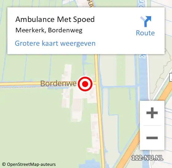 Locatie op kaart van de 112 melding: Ambulance Met Spoed Naar Meerkerk, Bordenweg op 21 januari 2017 22:36