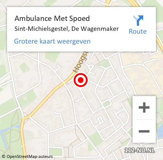 Locatie op kaart van de 112 melding: Ambulance Met Spoed Naar Sint-Michielsgestel, De Wagenmaker op 22 januari 2017 00:10