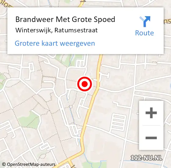 Locatie op kaart van de 112 melding: Brandweer Met Grote Spoed Naar Winterswijk, Ratumsestraat op 22 januari 2017 00:31