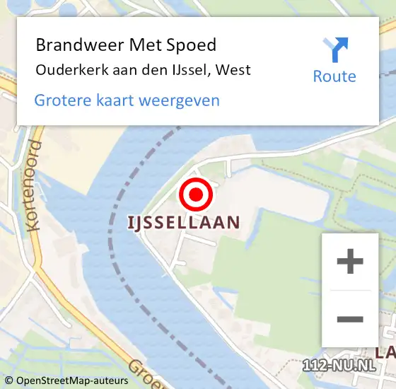 Locatie op kaart van de 112 melding: Brandweer Met Spoed Naar Ouderkerk aan den IJssel, West op 8 januari 2014 16:21