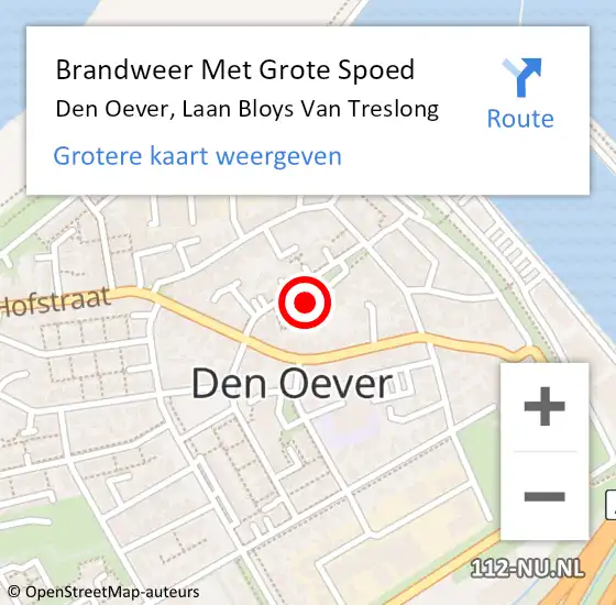 Locatie op kaart van de 112 melding: Brandweer Met Grote Spoed Naar Den Oever, Laan Bloys Van Treslong op 22 januari 2017 02:04