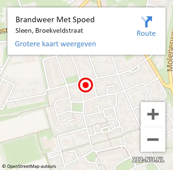 Locatie op kaart van de 112 melding: Brandweer Met Spoed Naar Sleen, Broekveldstraat op 22 januari 2017 02:09