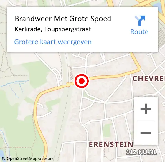 Locatie op kaart van de 112 melding: Brandweer Met Grote Spoed Naar Kerkrade, Toupsbergstraat op 22 januari 2017 03:03