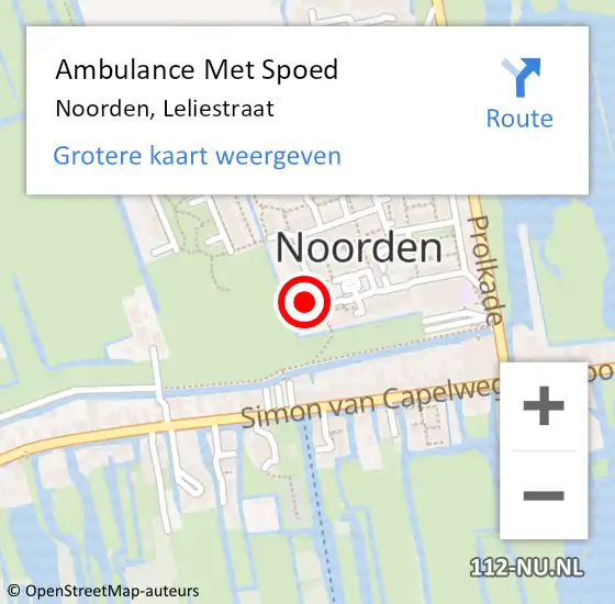 Locatie op kaart van de 112 melding: Ambulance Met Spoed Naar Noorden, Leliestraat op 22 januari 2017 03:06