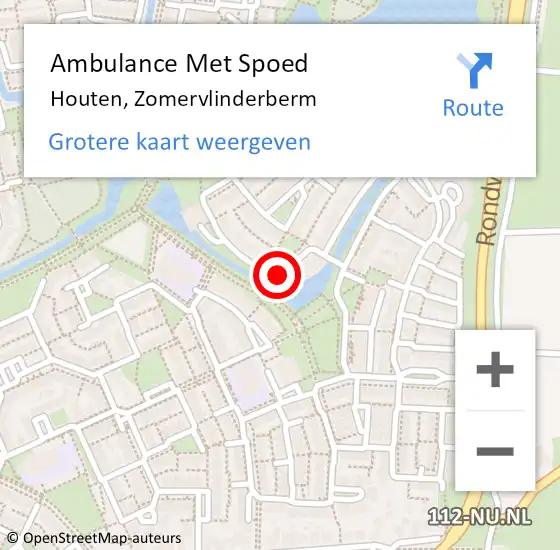 Locatie op kaart van de 112 melding: Ambulance Met Spoed Naar Houten, Zomervlinderberm op 22 januari 2017 03:49