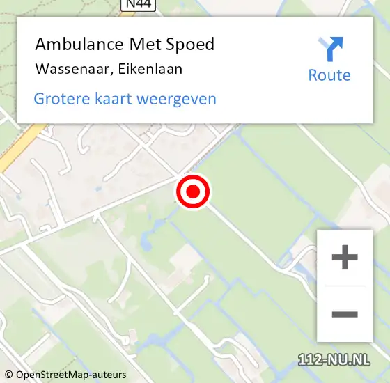 Locatie op kaart van de 112 melding: Ambulance Met Spoed Naar Wassenaar, Eikenlaan op 22 januari 2017 03:51