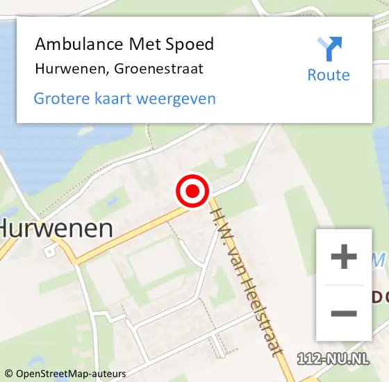 Locatie op kaart van de 112 melding: Ambulance Met Spoed Naar Hurwenen, Groenestraat op 22 januari 2017 03:57