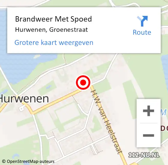 Locatie op kaart van de 112 melding: Brandweer Met Spoed Naar Hurwenen, Groenestraat op 22 januari 2017 04:10