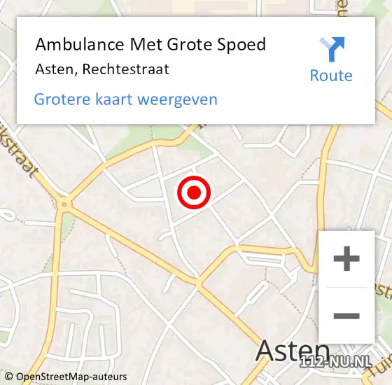 Locatie op kaart van de 112 melding: Ambulance Met Grote Spoed Naar Asten, Rechtestraat op 22 januari 2017 06:06