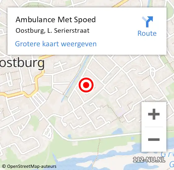 Locatie op kaart van de 112 melding: Ambulance Met Spoed Naar Oostburg, L. Serierstraat op 22 januari 2017 06:11