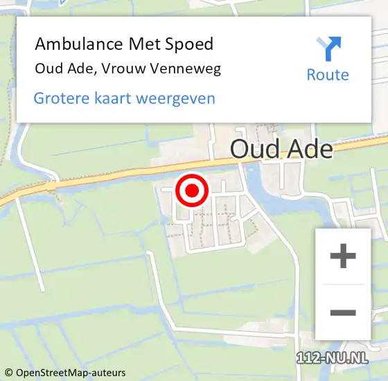 Locatie op kaart van de 112 melding: Ambulance Met Spoed Naar Oud Ade, Vrouw Venneweg op 22 januari 2017 07:38
