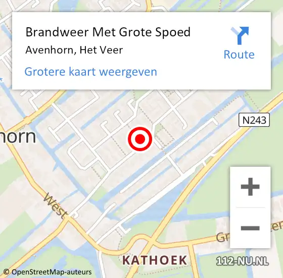 Locatie op kaart van de 112 melding: Brandweer Met Grote Spoed Naar Avenhorn, Het Veer op 22 januari 2017 08:08