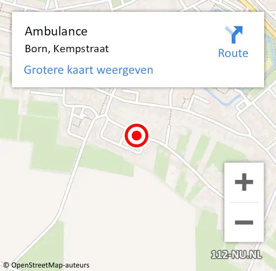 Locatie op kaart van de 112 melding: Ambulance Born, Kempstraat op 8 januari 2014 16:51