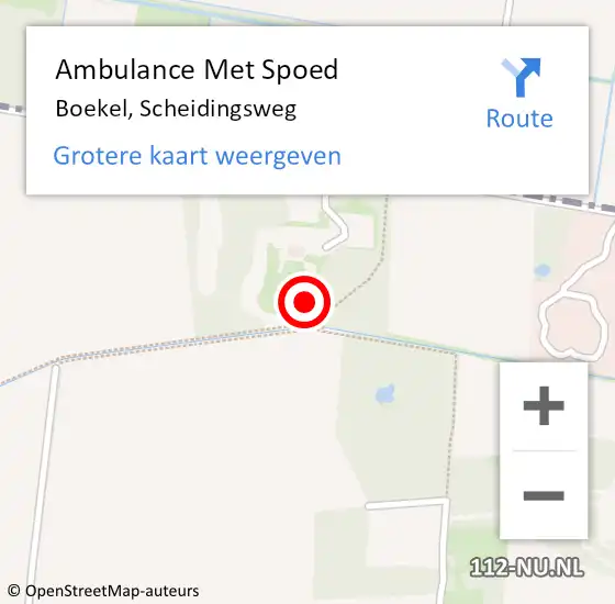Locatie op kaart van de 112 melding: Ambulance Met Spoed Naar Boekel, Scheidingsweg op 22 januari 2017 10:01