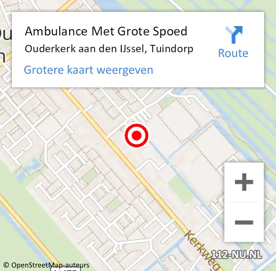 Locatie op kaart van de 112 melding: Ambulance Met Grote Spoed Naar Ouderkerk aan den IJssel, Tuindorp op 22 januari 2017 10:03