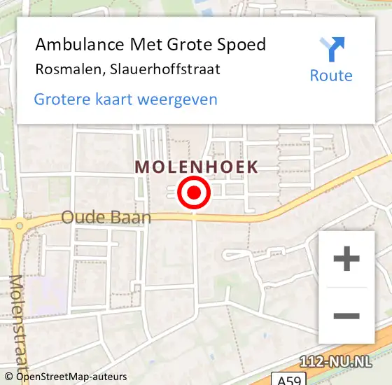 Locatie op kaart van de 112 melding: Ambulance Met Grote Spoed Naar Rosmalen, Slauerhoffstraat op 22 januari 2017 10:47