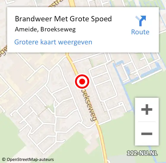 Locatie op kaart van de 112 melding: Brandweer Met Grote Spoed Naar Ameide, Broekseweg op 22 januari 2017 11:23