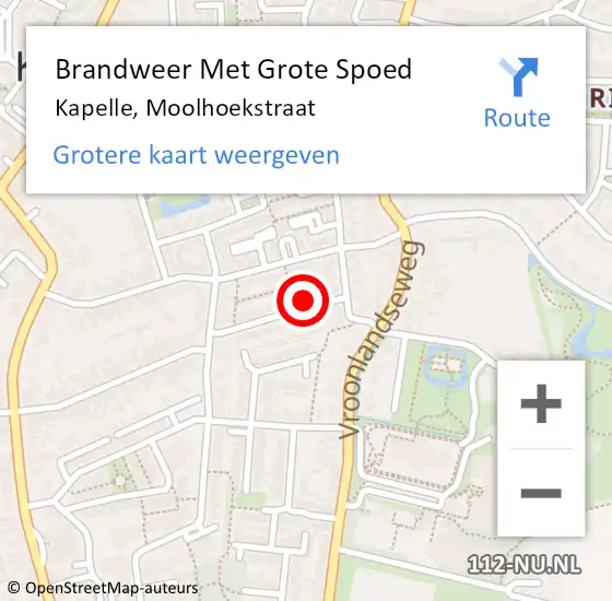 Locatie op kaart van de 112 melding: Brandweer Met Grote Spoed Naar Kapelle, Moolhoekstraat op 22 januari 2017 12:43