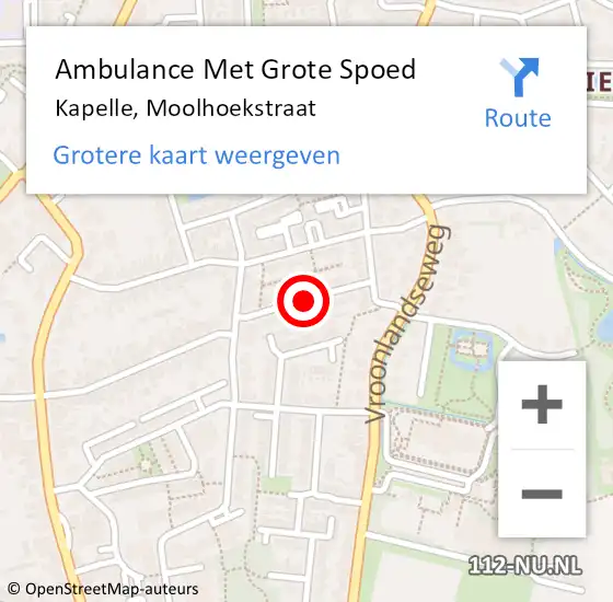 Locatie op kaart van de 112 melding: Ambulance Met Grote Spoed Naar Kapelle, Moolhoekstraat op 22 januari 2017 12:46