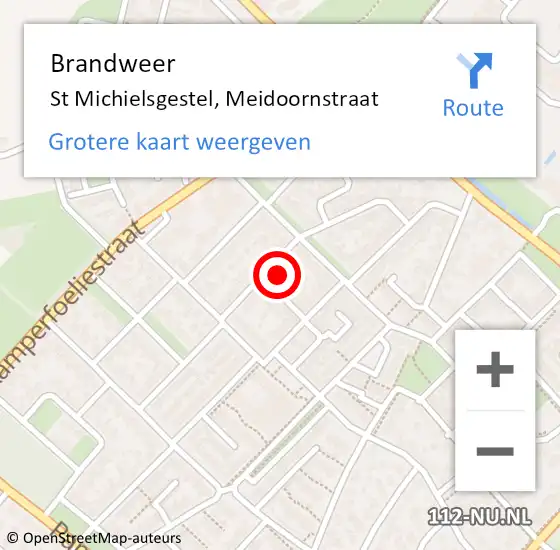 Locatie op kaart van de 112 melding: Brandweer St Michielsgestel, Meidoornstraat op 22 januari 2017 13:13