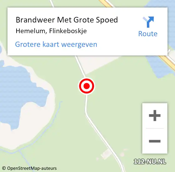 Locatie op kaart van de 112 melding: Brandweer Met Grote Spoed Naar Hemelum, Flinkeboskje op 22 januari 2017 14:59