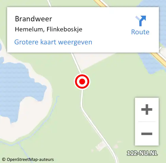 Locatie op kaart van de 112 melding: Brandweer Hemelum, Flinkeboskje op 22 januari 2017 15:00