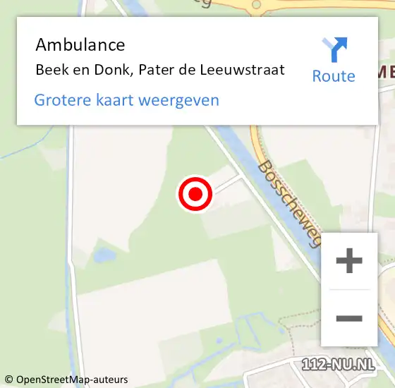 Locatie op kaart van de 112 melding: Ambulance Beek en Donk, Pater de Leeuwstraat op 22 januari 2017 15:05