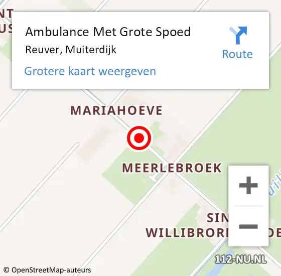 Locatie op kaart van de 112 melding: Ambulance Met Grote Spoed Naar Reuver, Muiterdijk op 22 januari 2017 15:39