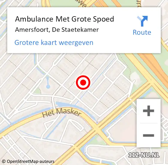 Locatie op kaart van de 112 melding: Ambulance Met Grote Spoed Naar Amersfoort, De Staetekamer op 22 januari 2017 16:07