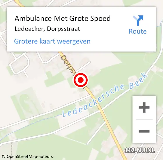 Locatie op kaart van de 112 melding: Ambulance Met Grote Spoed Naar Ledeacker, Dorpsstraat op 22 januari 2017 16:14