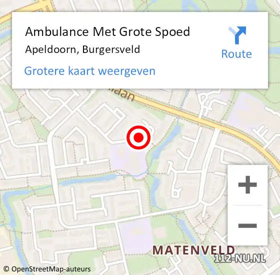 Locatie op kaart van de 112 melding: Ambulance Met Grote Spoed Naar Apeldoorn, Burgersveld op 22 januari 2017 16:54