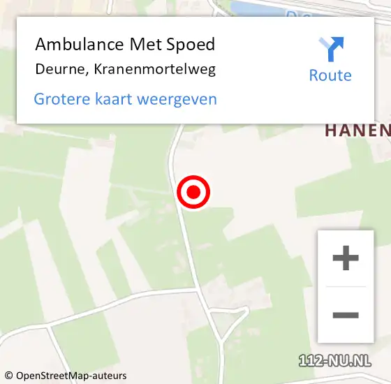 Locatie op kaart van de 112 melding: Ambulance Met Spoed Naar Deurne, Kranenmortelweg op 22 januari 2017 17:11