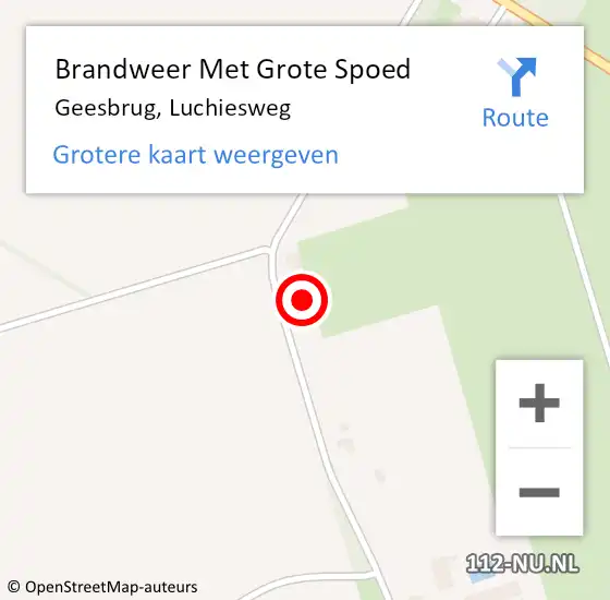 Locatie op kaart van de 112 melding: Brandweer Met Grote Spoed Naar Geesbrug, Luchiesweg op 22 januari 2017 17:26