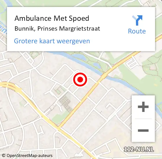 Locatie op kaart van de 112 melding: Ambulance Met Spoed Naar Bunnik, Prinses Margrietstraat op 22 januari 2017 17:57