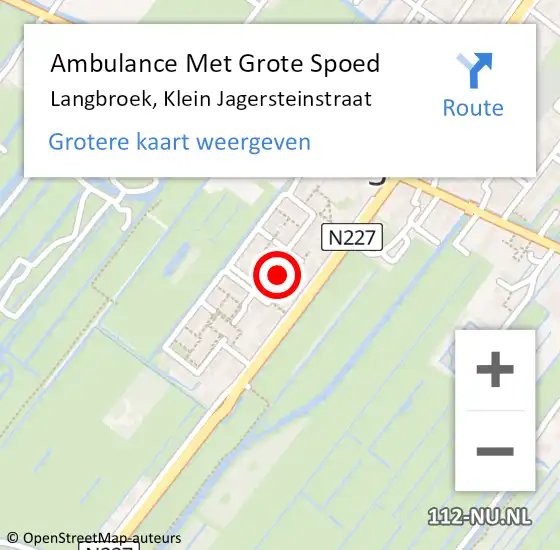 Locatie op kaart van de 112 melding: Ambulance Met Grote Spoed Naar Langbroek, Klein Jagersteinstraat op 22 januari 2017 18:41