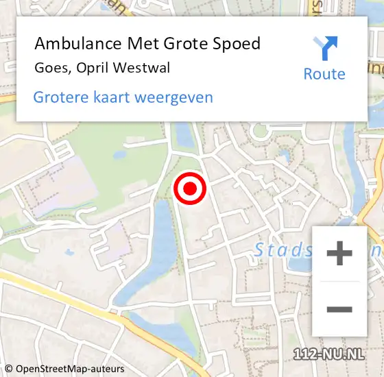 Locatie op kaart van de 112 melding: Ambulance Met Grote Spoed Naar Goes, Opril Westwal op 22 januari 2017 20:12