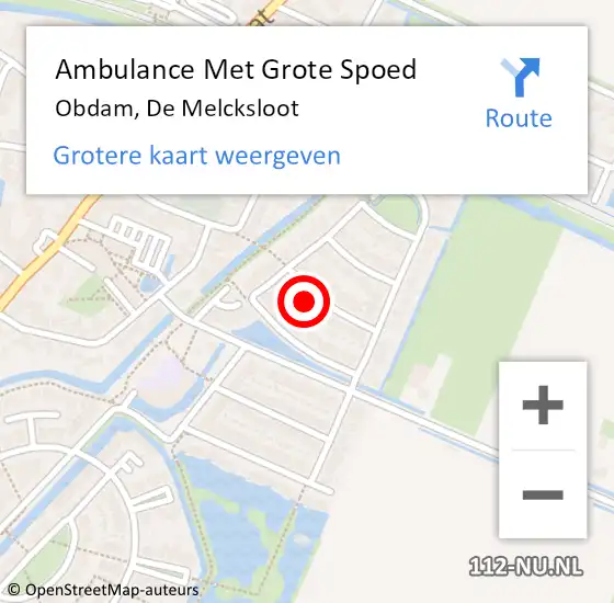 Locatie op kaart van de 112 melding: Ambulance Met Grote Spoed Naar Obdam, De Melcksloot op 22 januari 2017 20:17