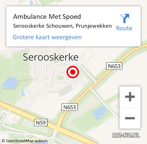 Locatie op kaart van de 112 melding: Ambulance Met Spoed Naar Serooskerke Schouwen, Prunjewekken op 22 januari 2017 21:06