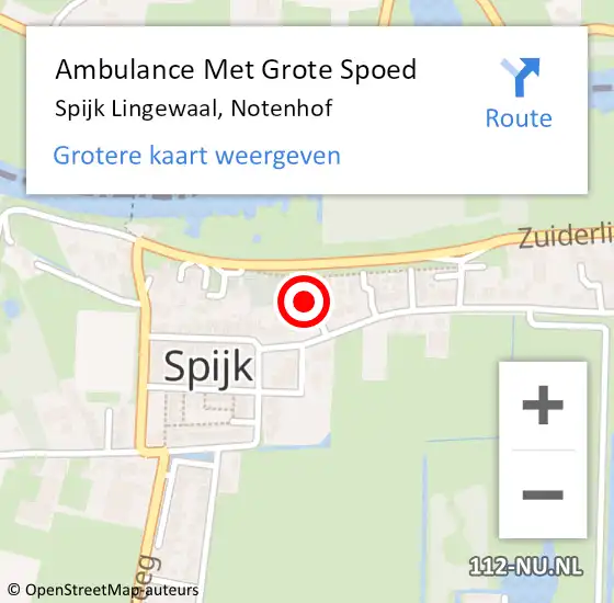 Locatie op kaart van de 112 melding: Ambulance Met Grote Spoed Naar Spijk Lingewaal, Notenhof op 22 januari 2017 21:45