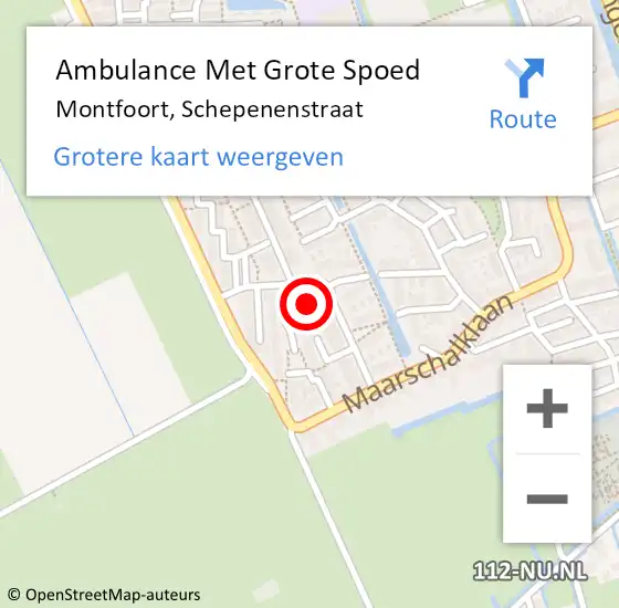 Locatie op kaart van de 112 melding: Ambulance Met Grote Spoed Naar Montfoort, Schepenenstraat op 22 januari 2017 22:36