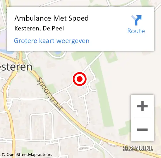 Locatie op kaart van de 112 melding: Ambulance Met Spoed Naar Kesteren, De Peel op 22 januari 2017 22:39