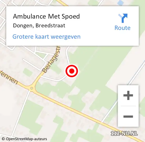 Locatie op kaart van de 112 melding: Ambulance Met Spoed Naar Dongen, Breedstraat op 22 januari 2017 23:20