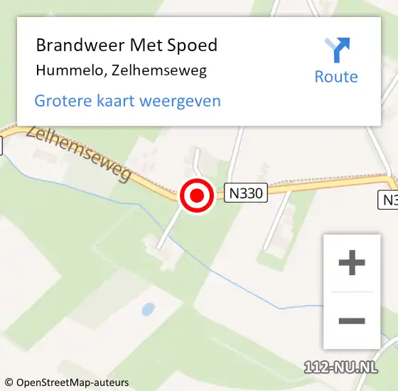 Locatie op kaart van de 112 melding: Brandweer Met Spoed Naar Hummelo, Zelhemseweg op 22 januari 2017 23:38