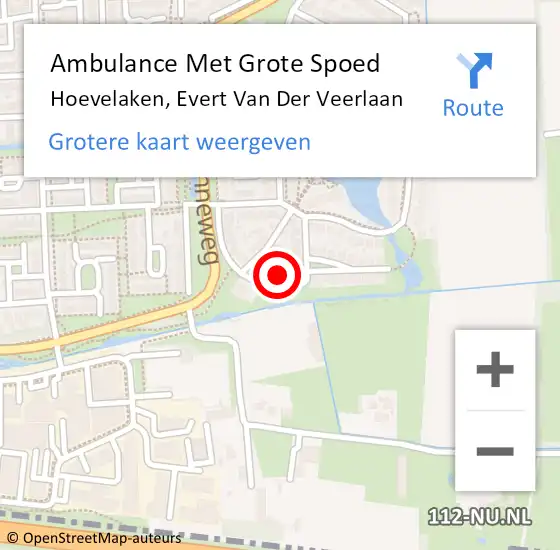 Locatie op kaart van de 112 melding: Ambulance Met Grote Spoed Naar Hoevelaken, Evert Van Der Veerlaan op 22 januari 2017 23:44